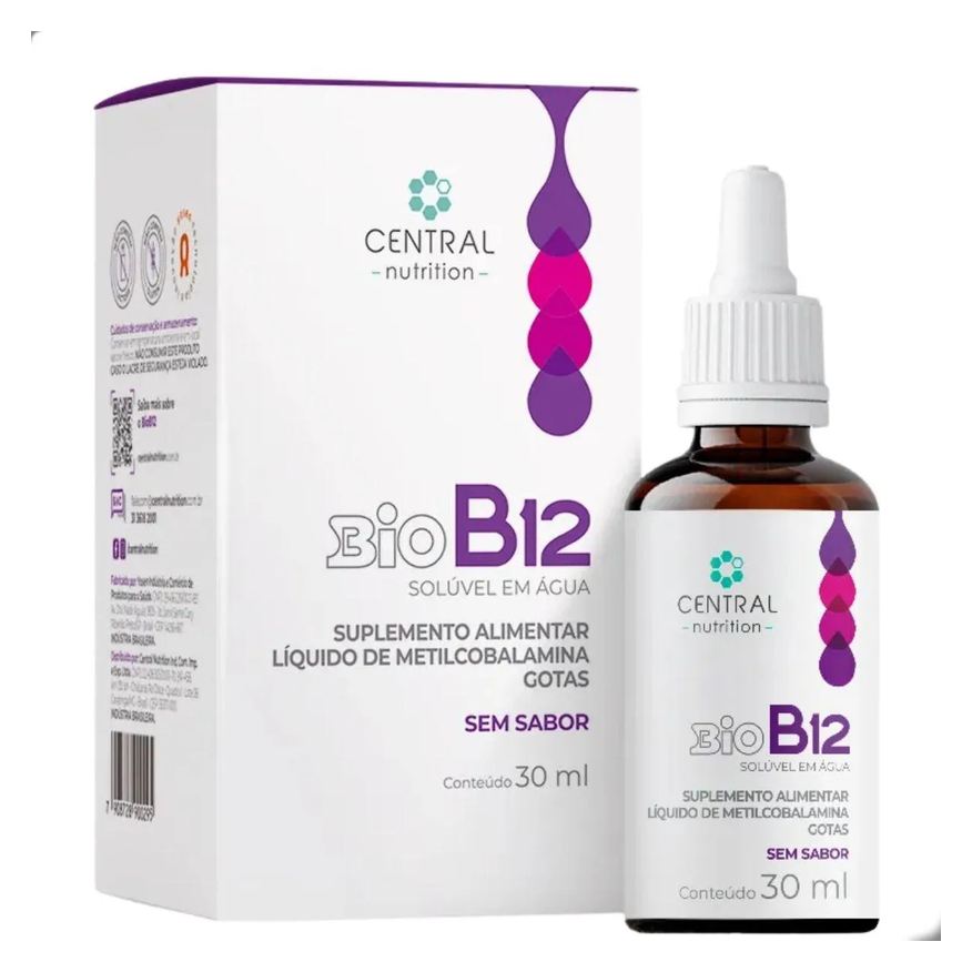 Central Nutrition Bio B12 Soluvel Liquido em Gotas 30ml SEM Sabor