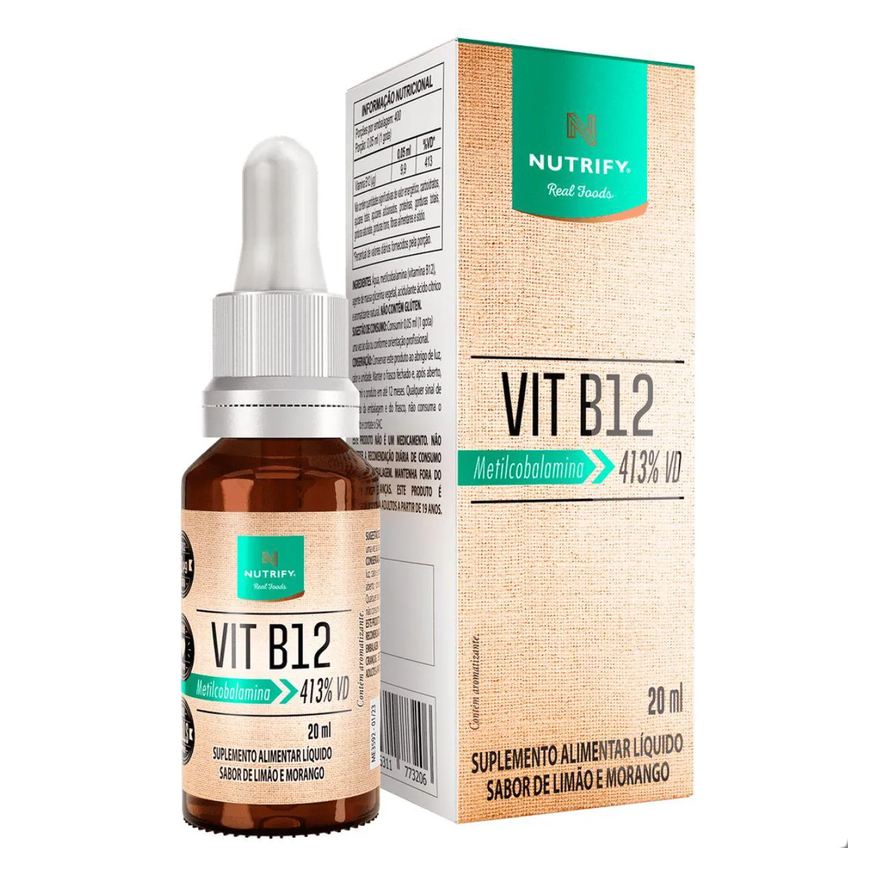 Nutrify Vitamina B12 Metilcobalamina 413% Vd 20ml Limão C Morango