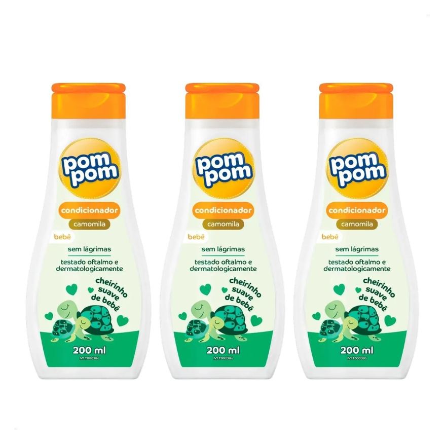 Kit 3 Unidades Condicionador Pom Pom 200ml Camomila Infantil