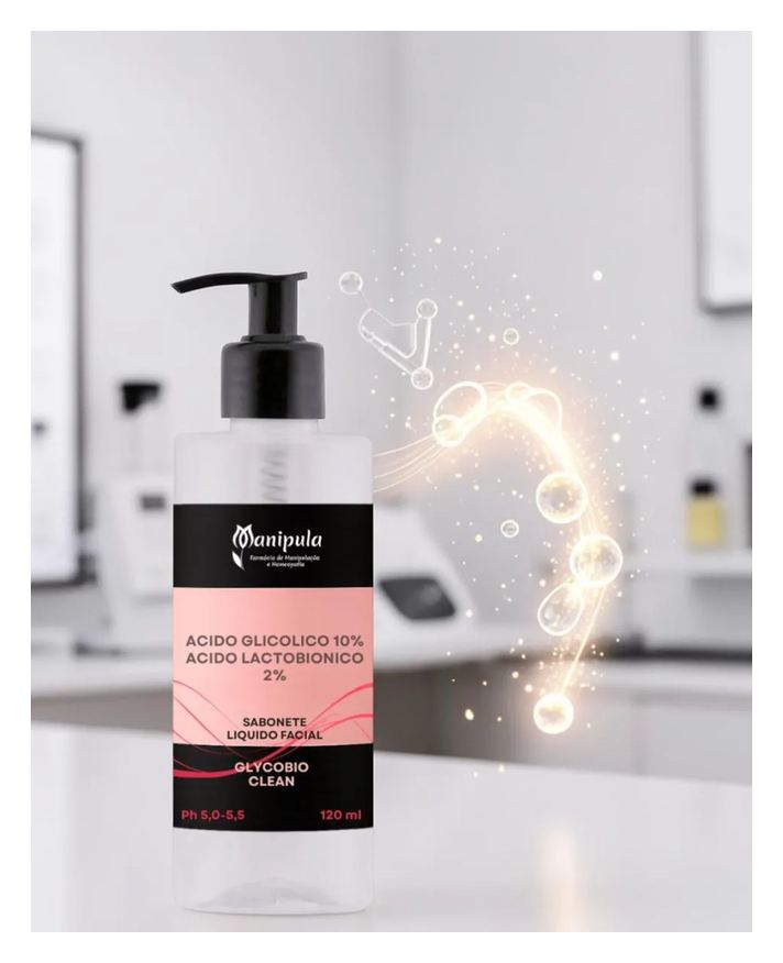 Manipula Sabonete Líquido (Glicobionico) Ácido Glicólico 10% + Lactobiónico 2% Renovação e Equilíbrio | Glycobio Clean - 120ml