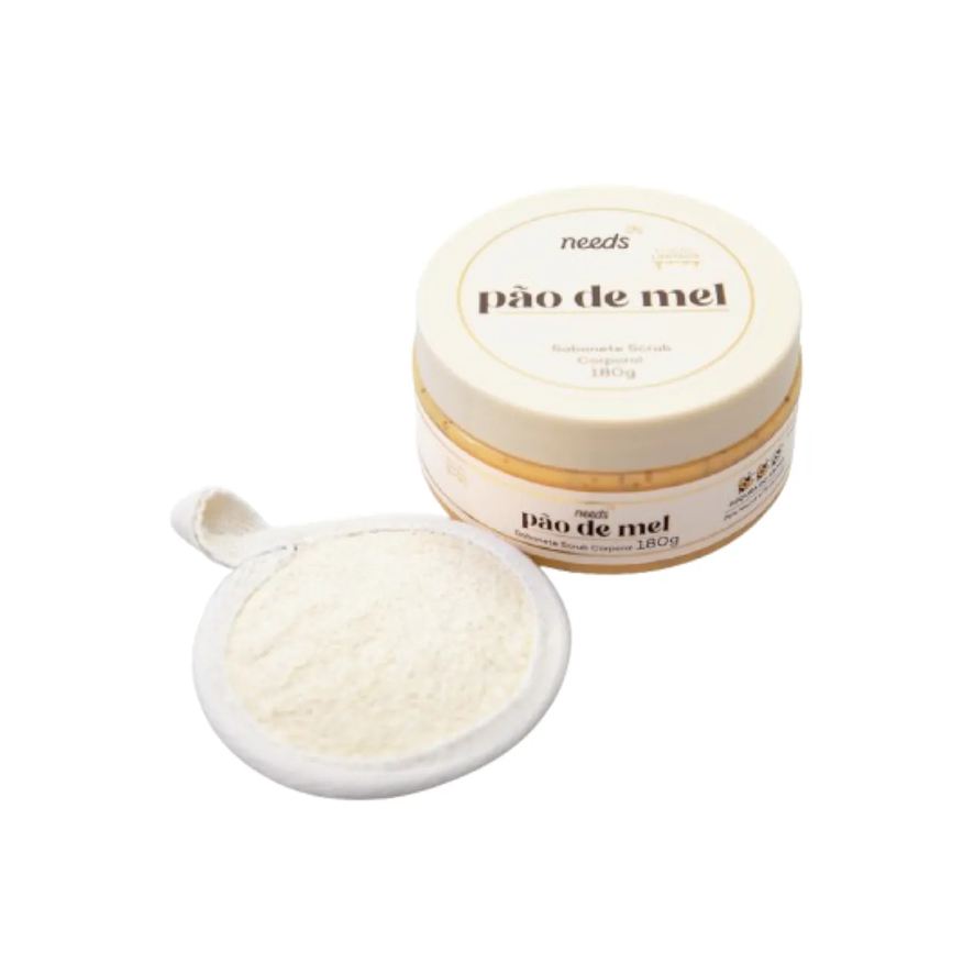 Needs Kit Sabonete Esfoliante Scrub Corporal Pão de Mel 180g + Esponja Vegetal
