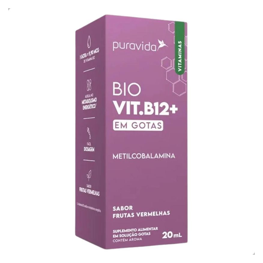 Puravida Vitamina B12 Drops Metilcobalamina 20ml Pura Vida Frutas Vermelhas
