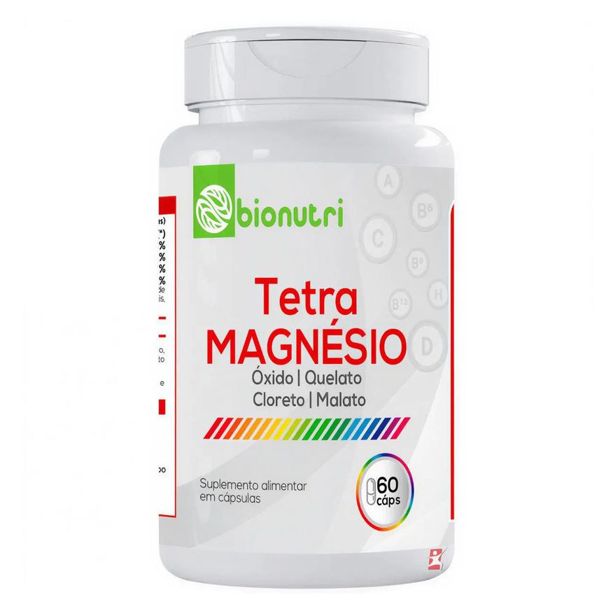 Bionutri Tetra Magnésio - Óxido + Quelato + Cloreto + Malato 60 Cápsulas