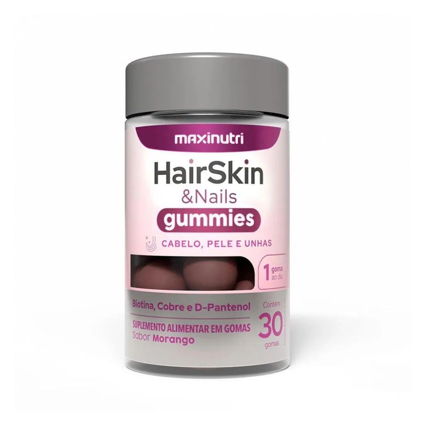 Maxinutri Hair Skin e Nails Gummies (30 Gomas) - Sabor: Morango