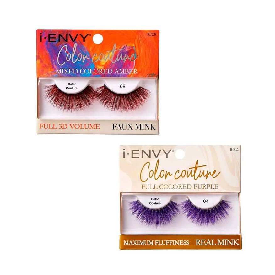 Kiss New York Kit Cílios Postiços I-Envy Color Couture 2 Unid - Mixed Amber Full Purple