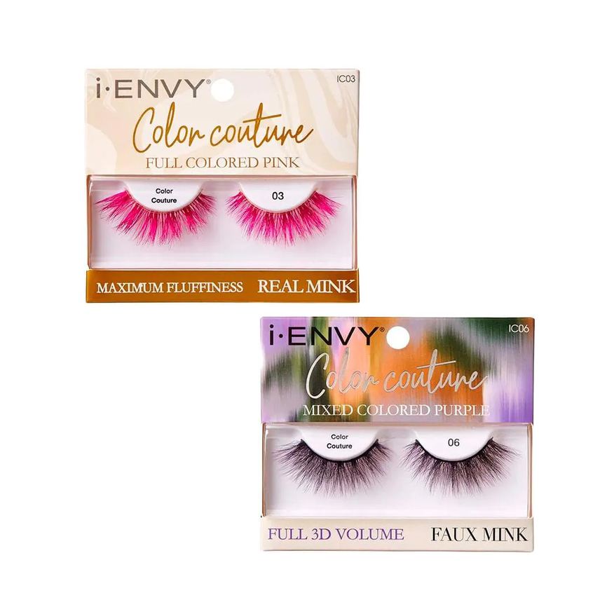 Kiss New York Kit Cílios Postiços I-Envy Color Couture 2 Unid - Full Pink Mixed Purple