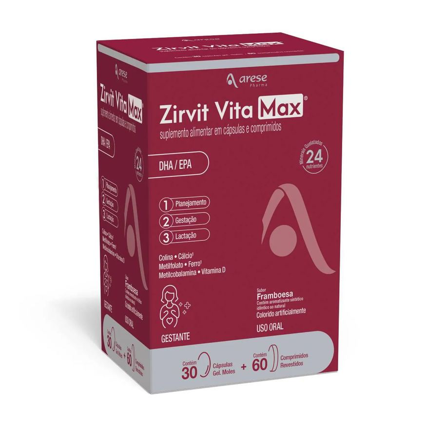 Zirvit Suplemento Alimentar Vita Max 60 comprimidos revestidos + 30 cápsulas moles por cartucho
