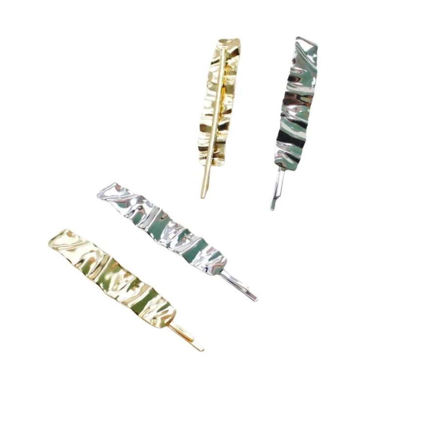 Reviline Duo de Grampos para Cabelo Metal Dourado Luxo