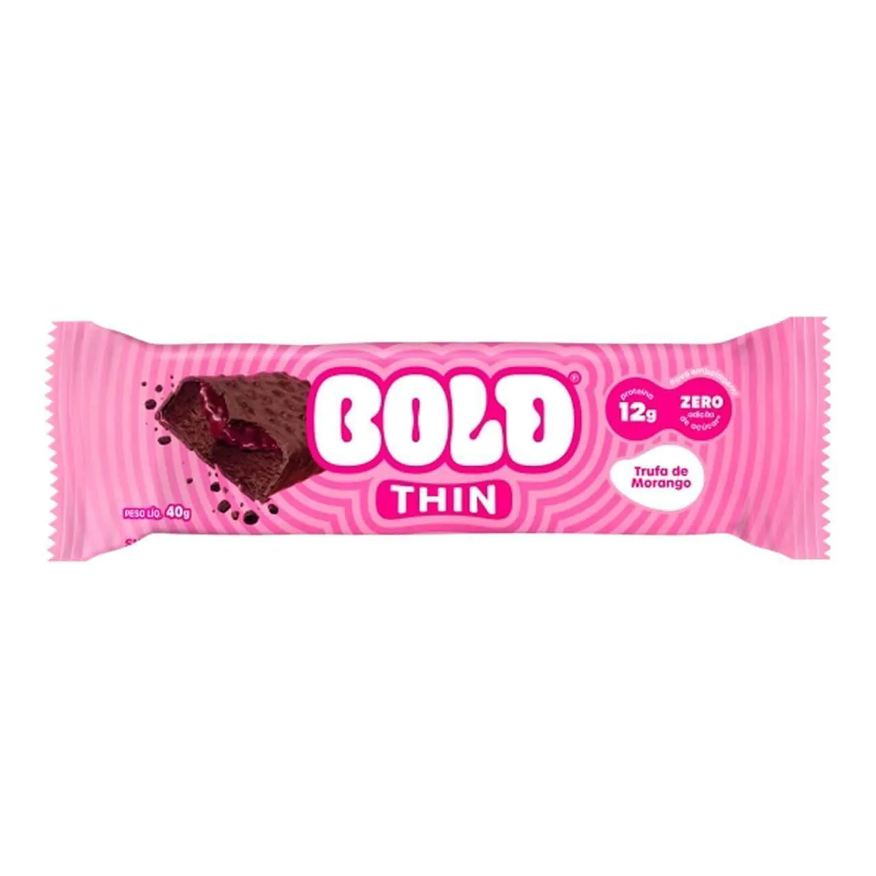 Bold Barra de Proteina Thin - 1 Unidade 40g Trufa de Morango