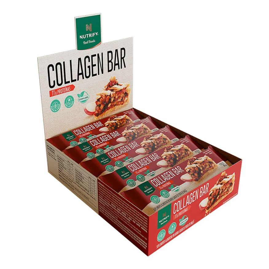 Nutrify Collagen Bar - 10 Unidades 50g Torta de Maçã