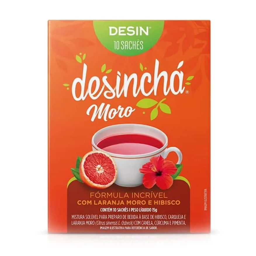 Desincha Moro - 10 Sachês Laranja Moro e Hibisco - Desinchá