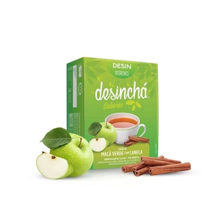 Desincha Desinchá Sabores - 10 Sachês Maça Verde com Canela - Desinchá