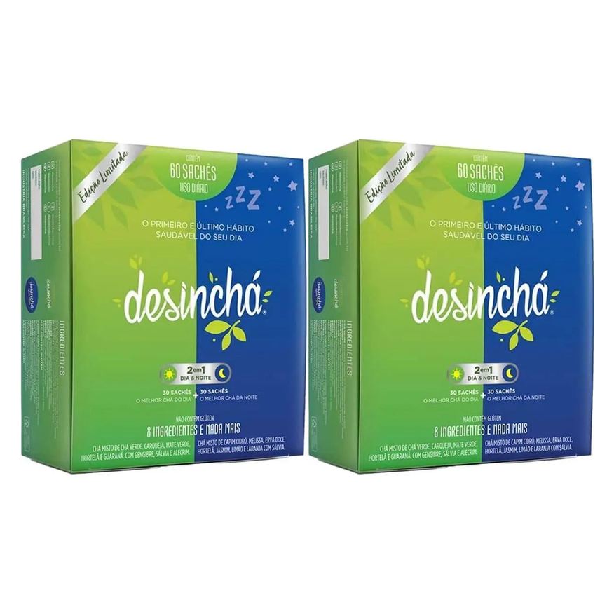 Desincha Kit 2X Desinchá Misto - 30 Sachês Dia + 30 Sachês Noite - Desinchá