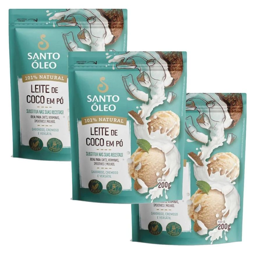 Santo Óleo Kit 3X Leite de Coco em Pó - 200g