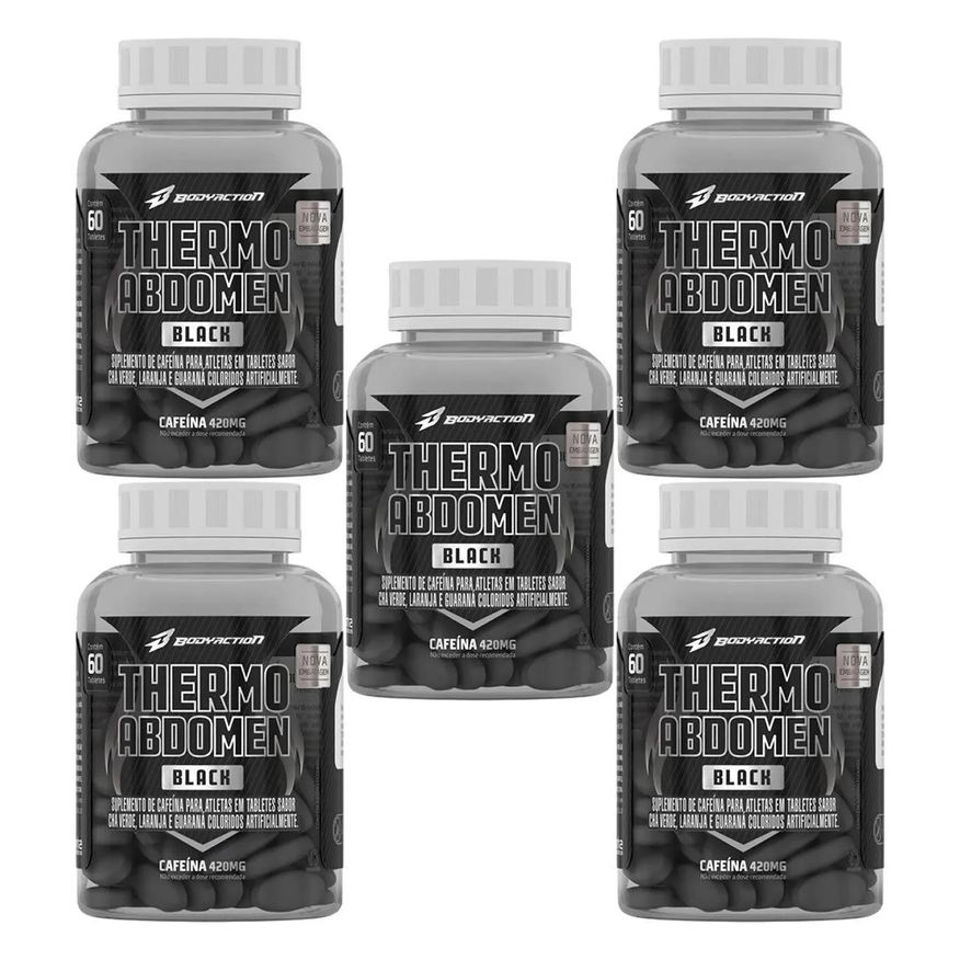 Body Action Kit 5X Thermo Abdomen Black - 60 Comprimidos - Bodyaction