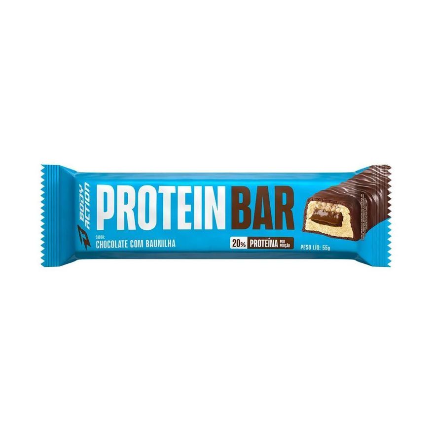 Body Action Protein Bar - 1 Unidade de 55g Chocolate com Baunilha - Bodyaction