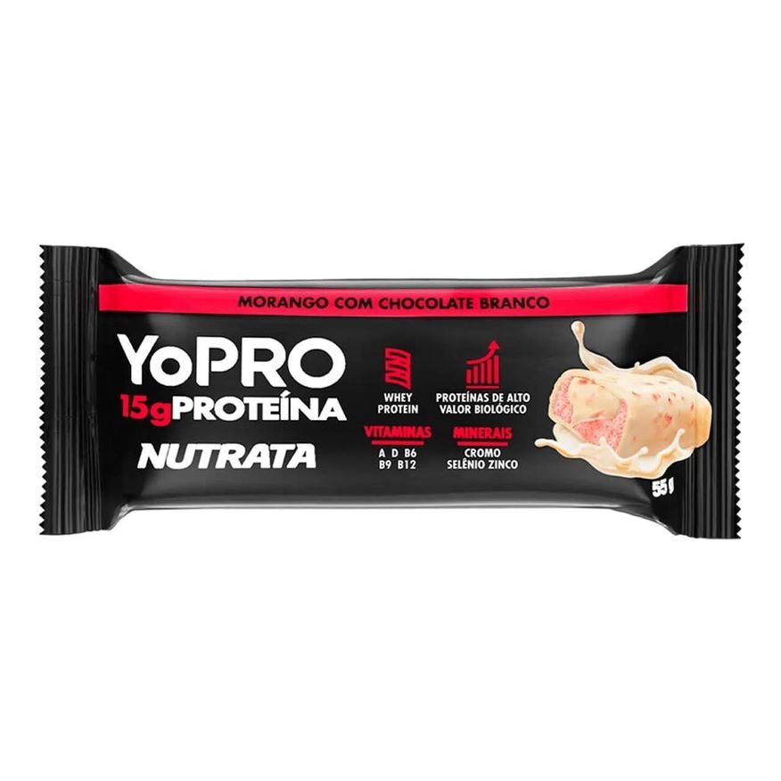 Nutrata Yopro - 1 Barra 55g Morango com Chocolate Branco