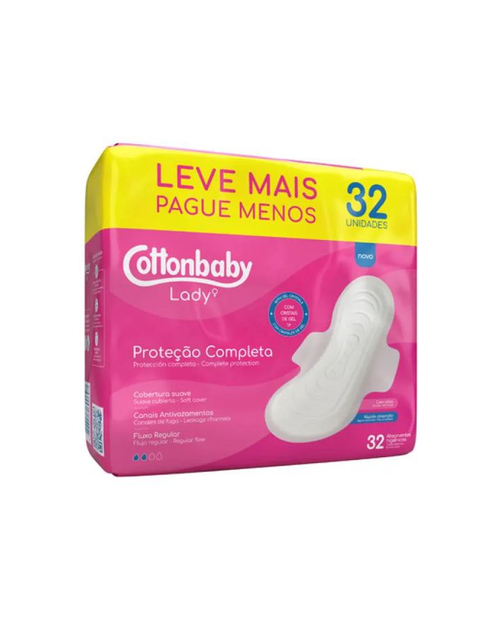 Cottonbaby Absorvente Higiênico com Abas Lady C/32 Unidades