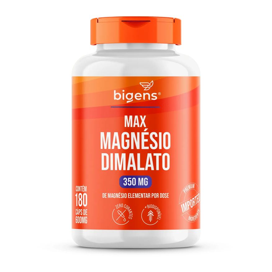 Bigens Max Magnésio Dimalato, 350mg de Magnésio Elementar, 180 Cápsulas