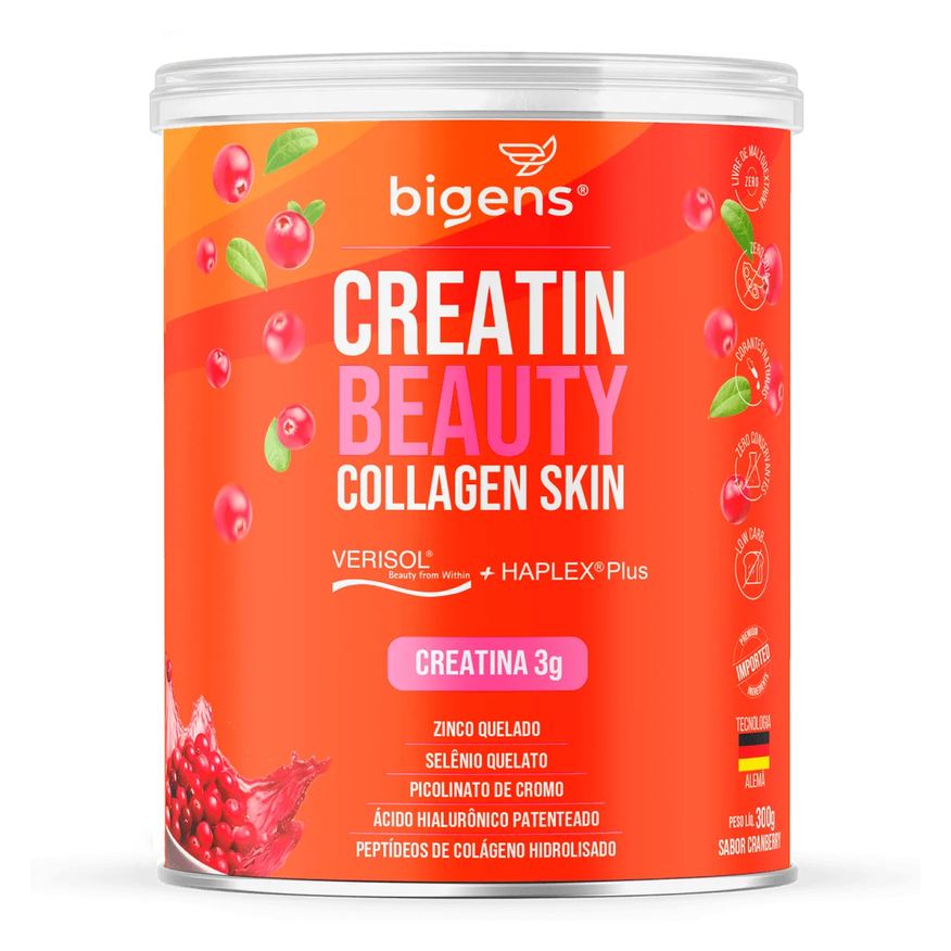 Bigens Creatin Beauty Collagen Skin: Verisol®+Haplex®Plus+Creatina Zinco, Selênio, Cromo, Ác.Hialu