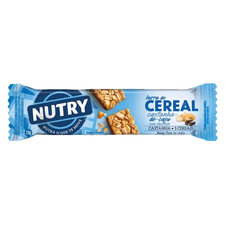Nutry Barra de Cereal (22g) - Sabor: Castanha de Caju com Chocolate
