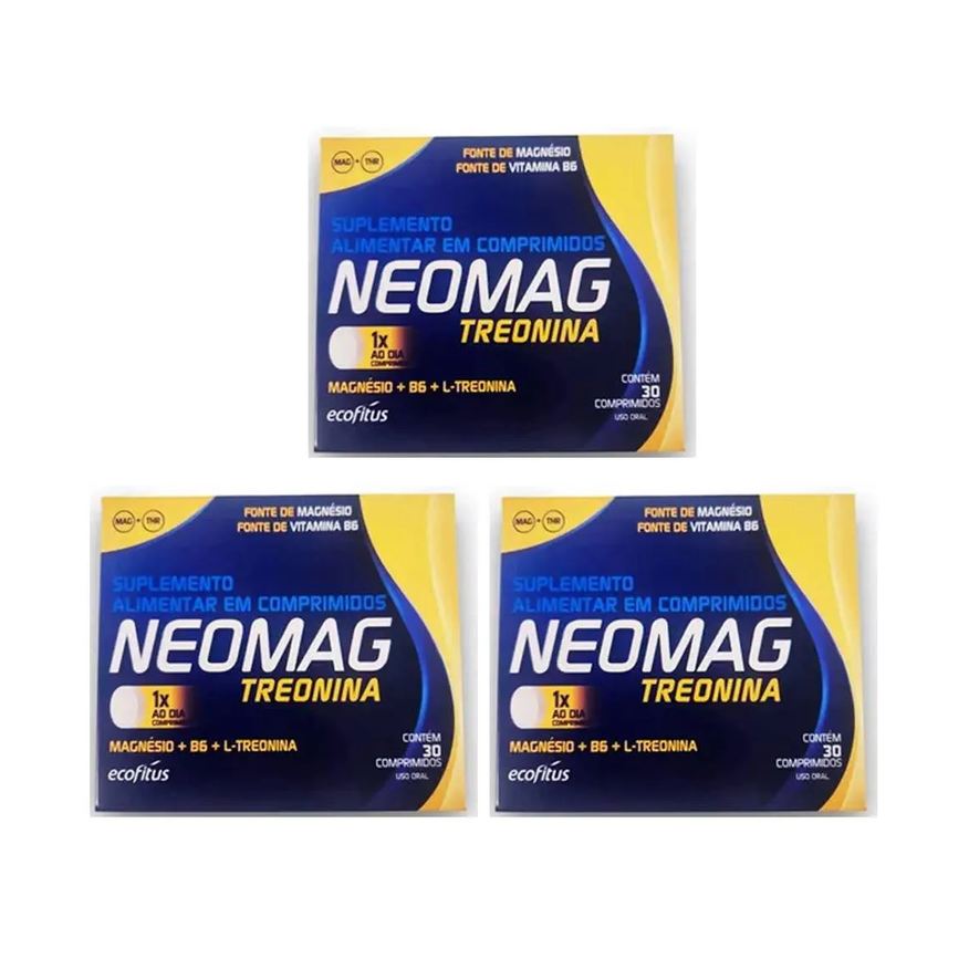 Ecofitus Kit 3 Neomag Treonina Suplemento - 30 Crp
