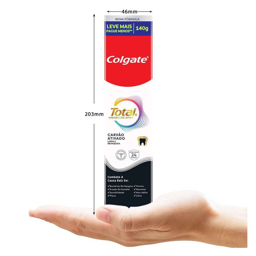 Colgate Creme Dental Total Carvão Ativado 140g