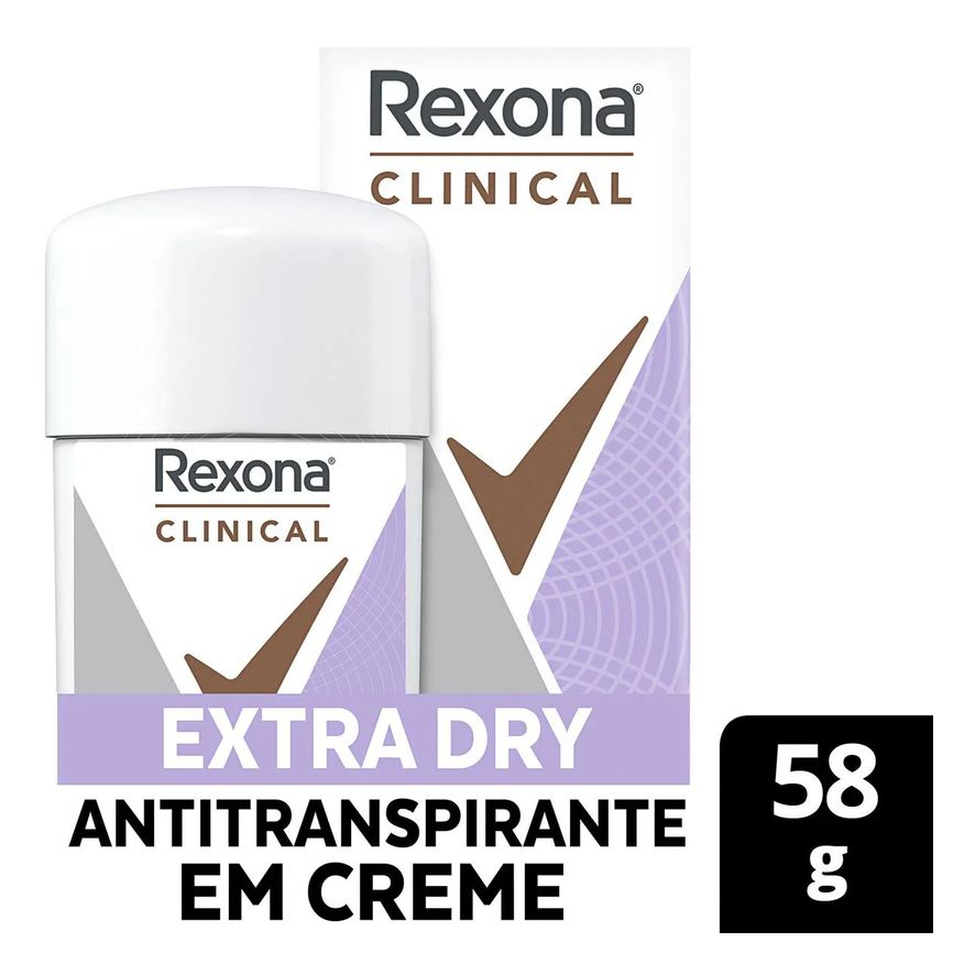 Rexona Desodorante Antitranspirante Stick Creme Clinical Extra Dry Feminino 96h 58g