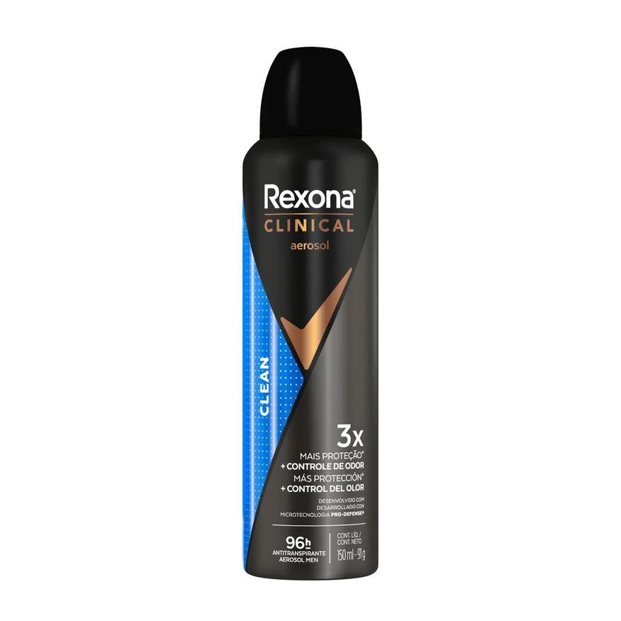 Rexona Desodorante Antitranspirante Aerosol Men Clinical Clean Masculino 96h 150ml