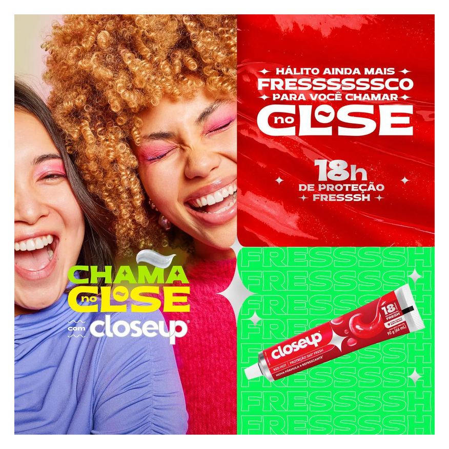 Dental Gel Closeup Proteção 360° Fresh Red Hot 90g
