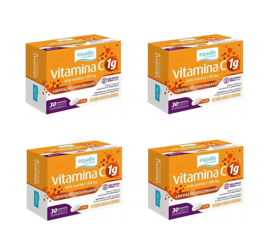 Equaliv Kit 4 Vitamina C Ácido Ascórbico 1g 30 Comprimidos
