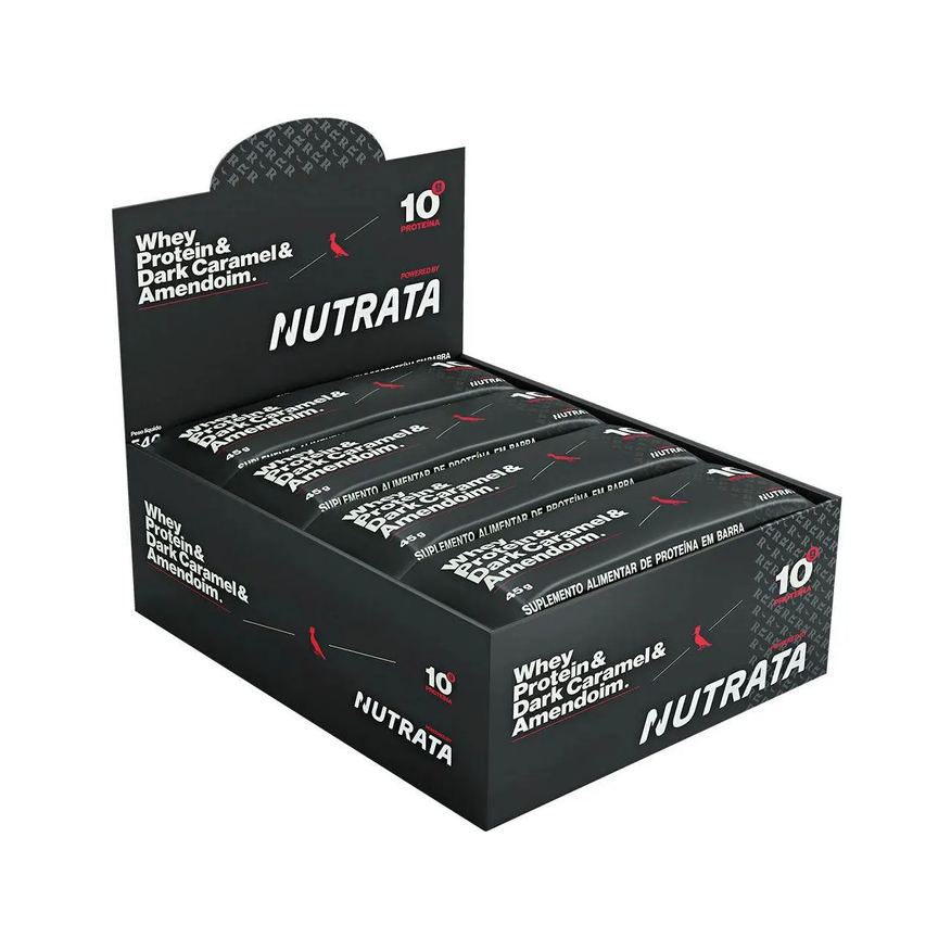 Nutrata Barra Proteica Reserva - 12 Unidades 45g Dark Caramel e Amendoim