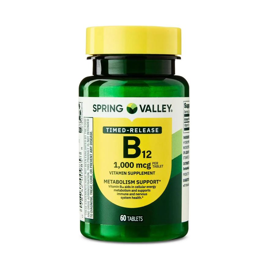 Spring Valley Vitamina B12 com 500 Mcg, 100 Tabletes