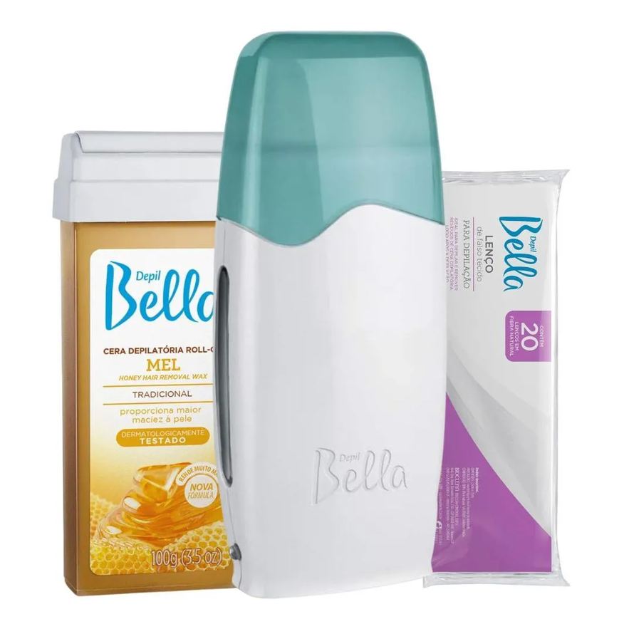 Depil Bella Aquecedor Roll-On Kit Cera Mel 100g + 20 Lenços