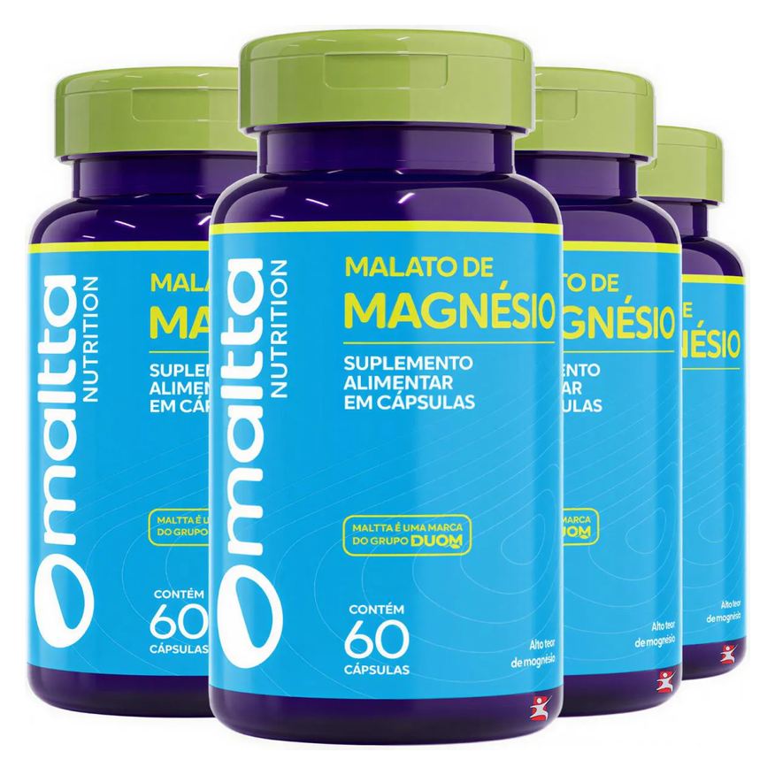 Maltta Nutrition Kit 4 Magnésio Malato Concentrado Super Mineral Total 240 Cápsulas