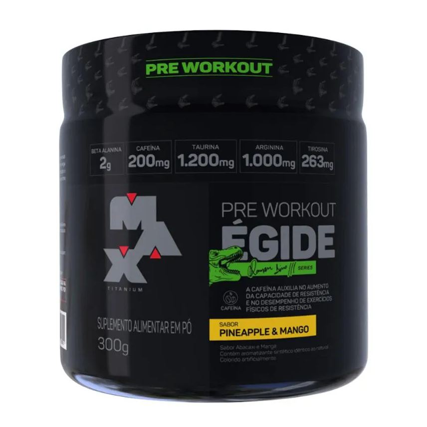 Max Titanium Pré Treino Égide 300g Workout Sabor Abacaxi com Manga - 300g