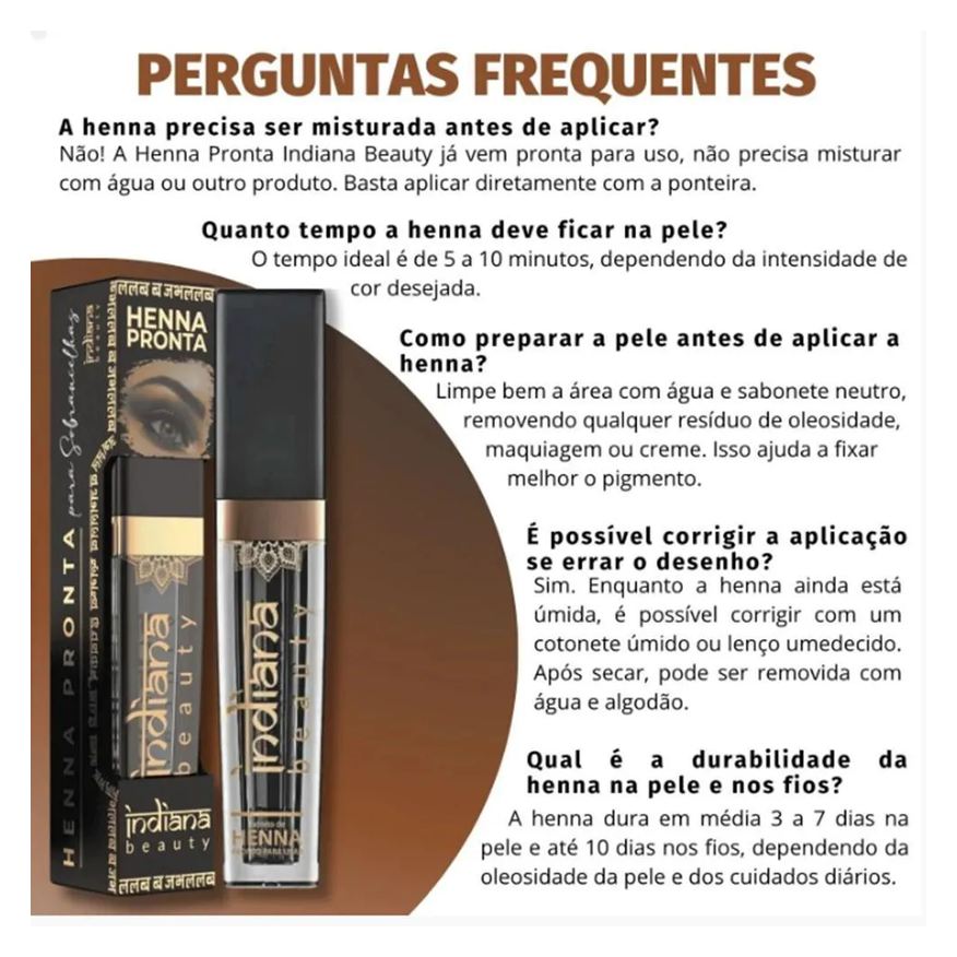 Pronta Henna para Sobrancelhas Indiana Beauty Castanho Escuro