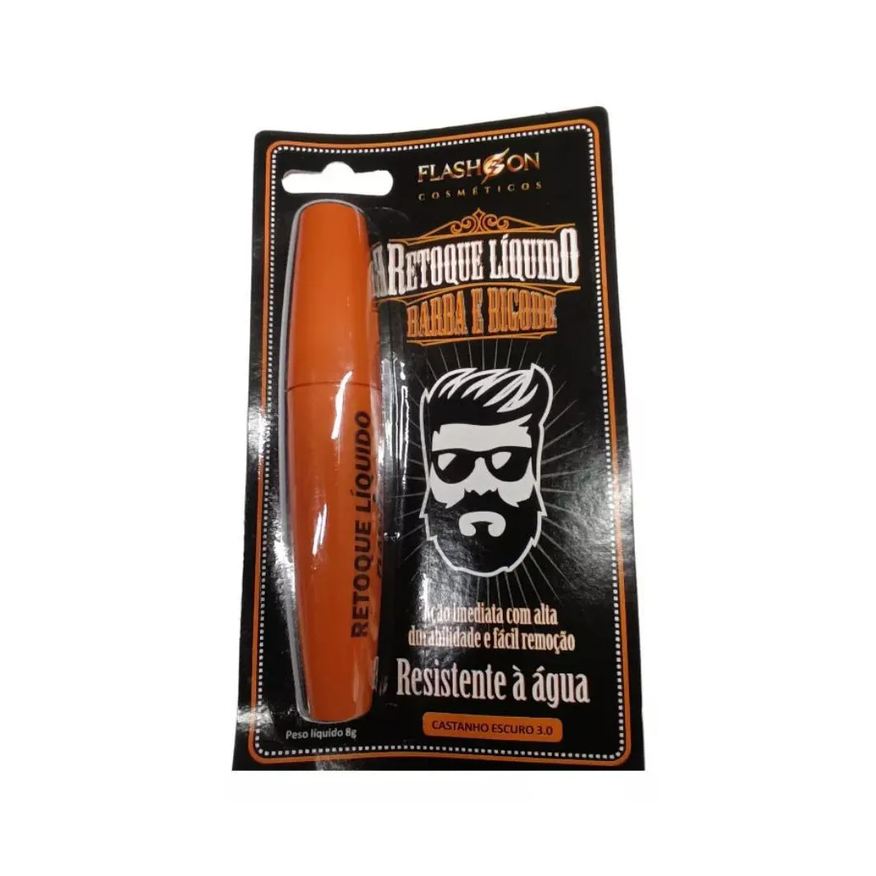 Flash Bronze Retoque Liquido Flash On Barba e Bigode 3.0 Castanho Escuro