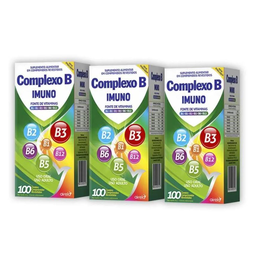 Airela Kit 03 Unidades Complexo B com B12 Imuno com 100 Comprimidos