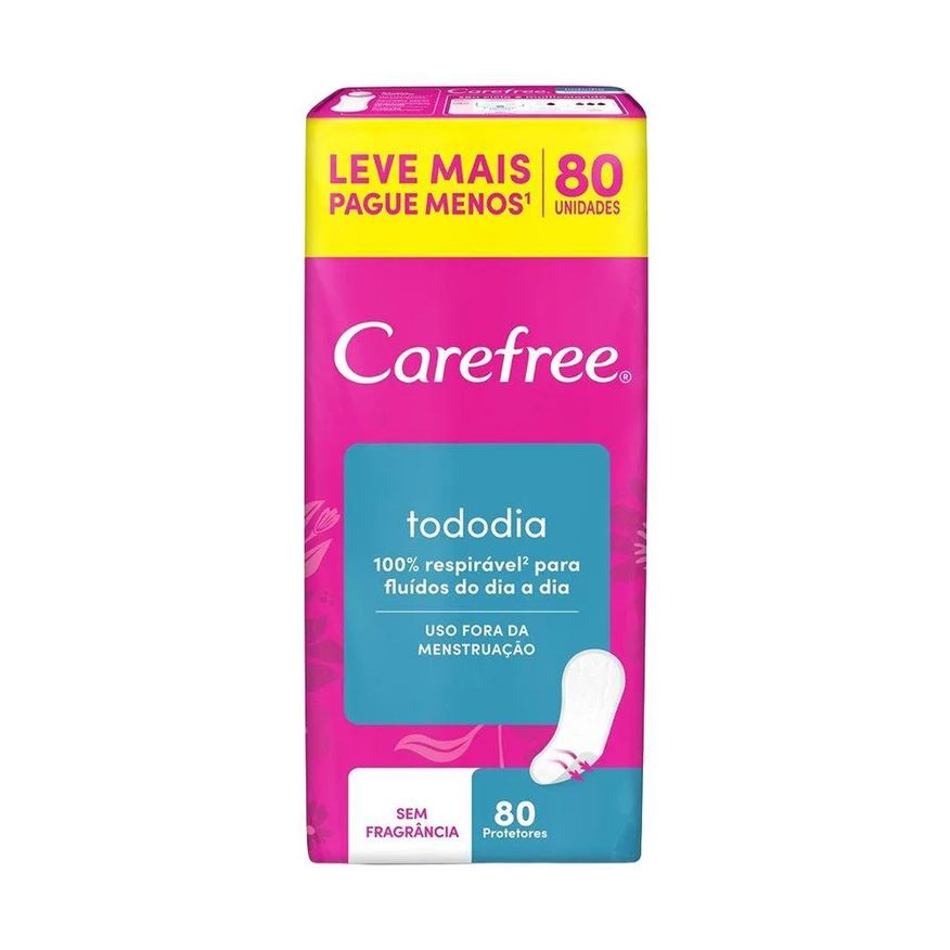 Carefree Absorvente Todo Dia sem Perfume - Embalagem com 80 Unidades