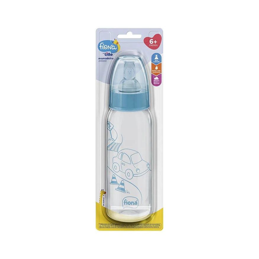 Lillo Mamadeira Fiona Clássica com Bico de Silicone Azul 240ml