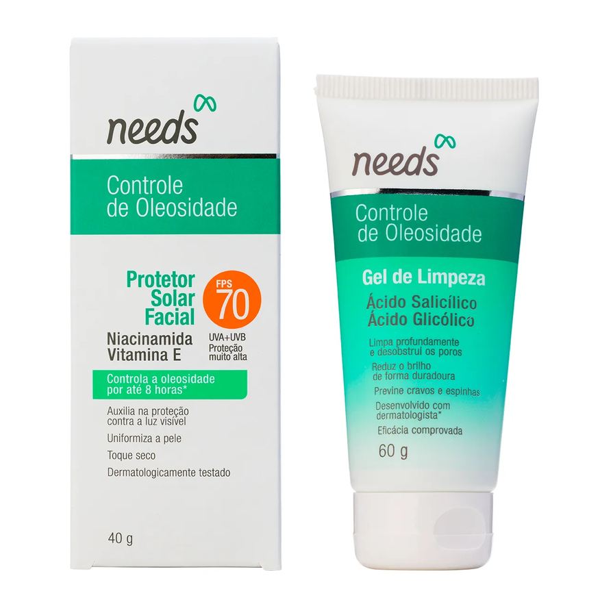Needs Kit Facial Protetor Solar FPS 70 40g + Gel de Limpeza 60g