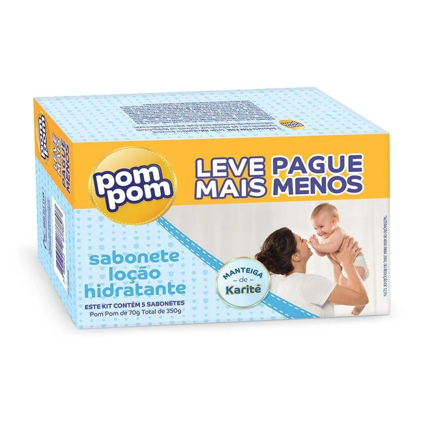 Pom Pom Sabonete Hidratante 70g - Embalagem com 5 Unidades