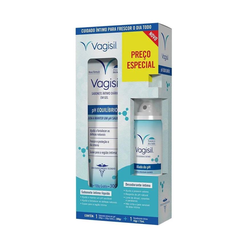 Grecin Sabonete Vagisil Intimo Ph Equilíbrio 300ml + Desodorante Aerossol