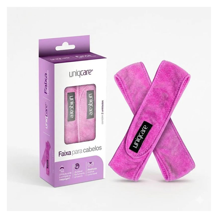 Uniqmed Faixa para Cabelo Skin Care Limpeza de Pele 2 Unidades Lilás Uniqcare
