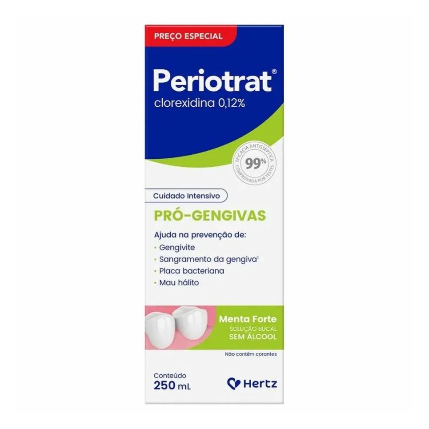 Periotrat Pró Gengivas sem Álcool Sabor Menta Forte 250ml