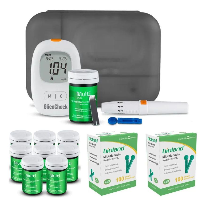 Multi Saúde Kit Glicocheck Care Plus 210 Tiras Hc487K + 200 Microlanceta