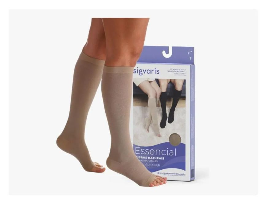 Sigvaris Meia de Compressão Algodão Super 20-30 Mmhg Ad Ponteira Aberta - M