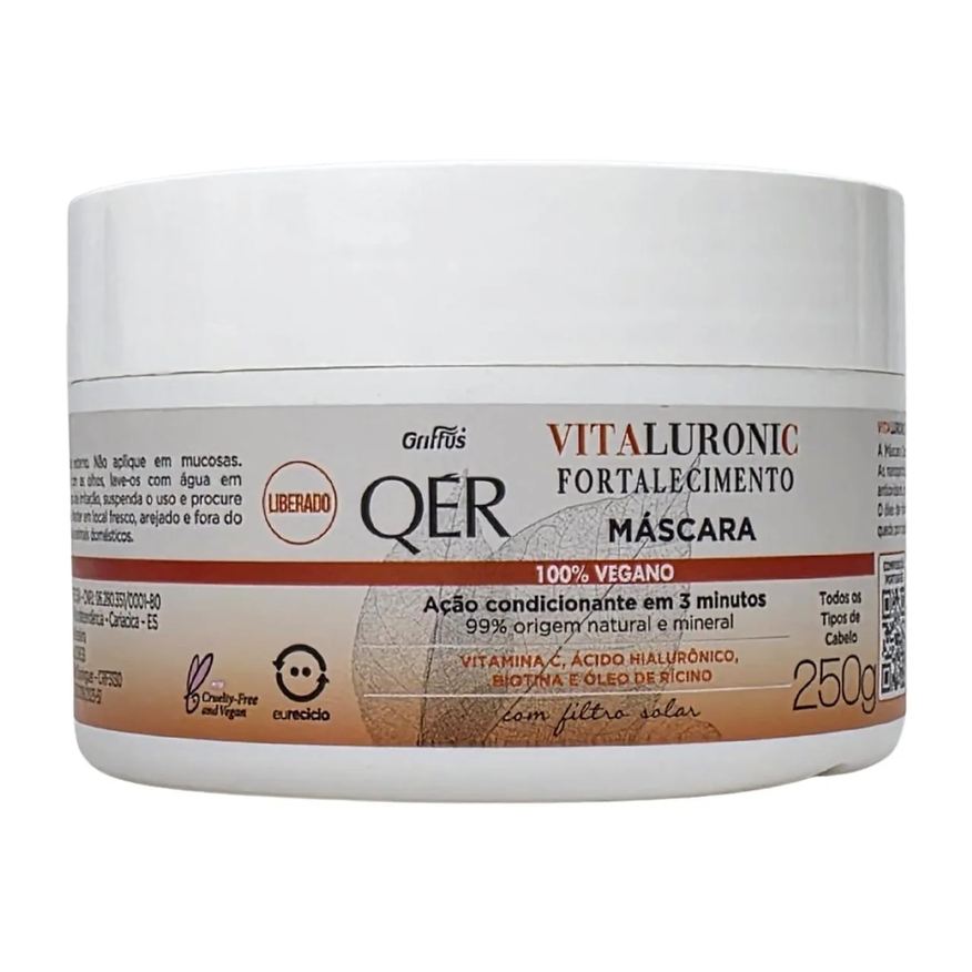 Griffus Máscara Capilar Fortalecimento Vitaluronic Vegano Qér 250g