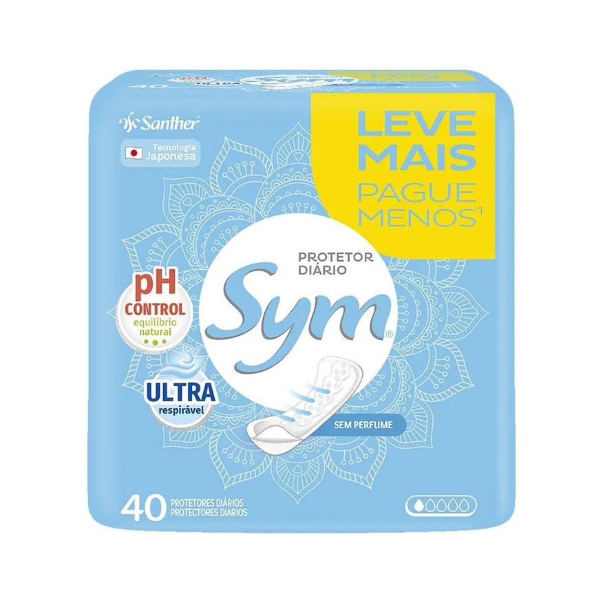 Sym Absorvente Protetor Diário sem Perfume - Leve 40 Pague 35